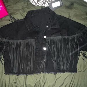 Cropped Jean tassel jacket Womens M